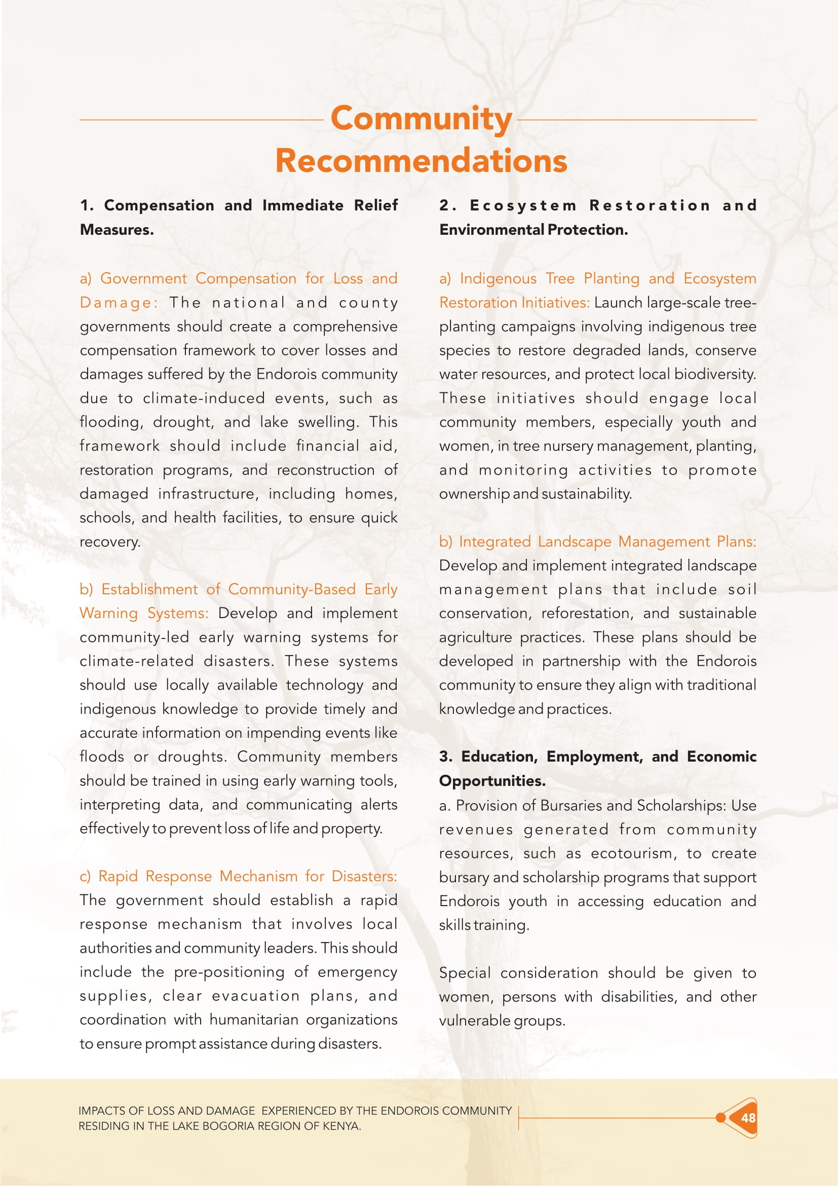 LOSS AND DAMAGES INCURRED BY ENDOROIS